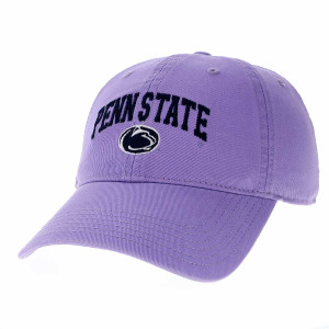 lavender relaxed twill hat with embroidered Penn State and Athletic Logo